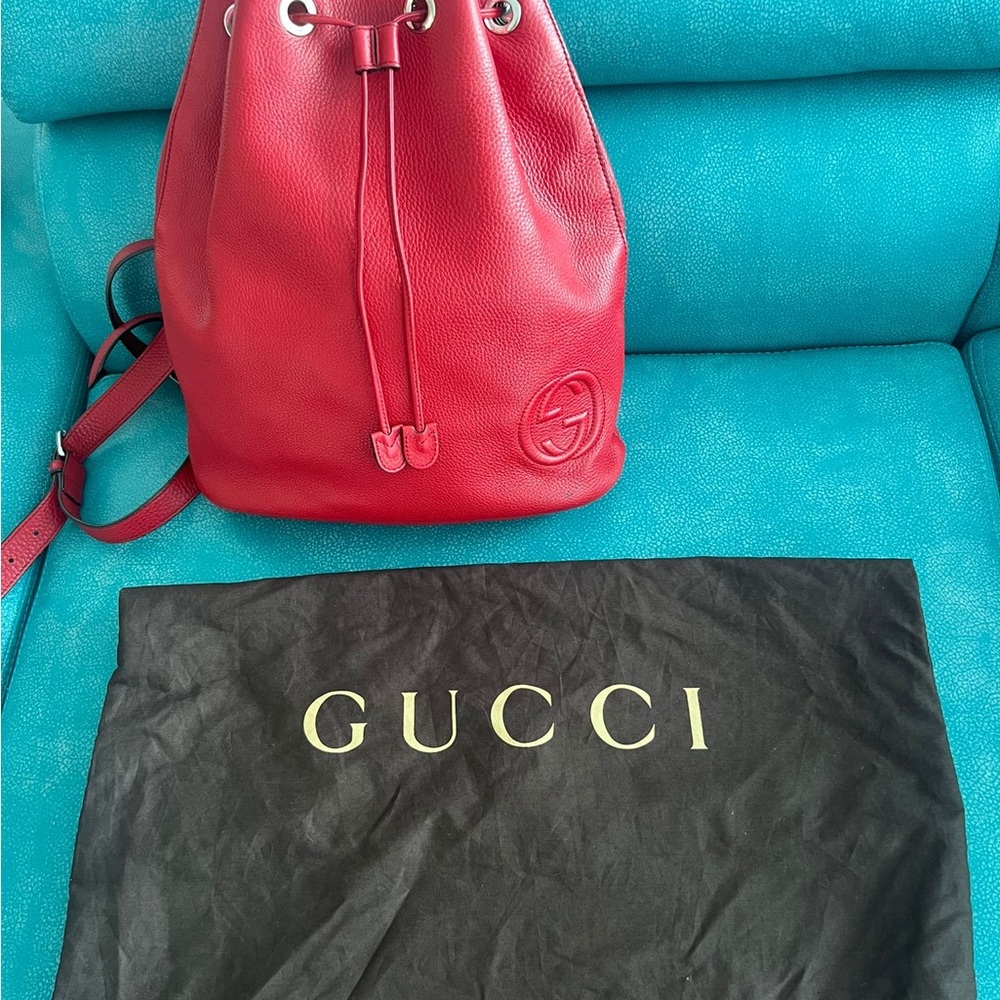 Gucci Leather Drawstring Bag - Picture 7 of 11